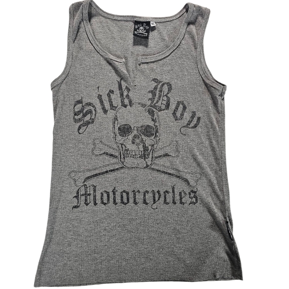 Sick Boy Motorcycles Gray Skull Tank Top Size XL - Picture 1 of 4